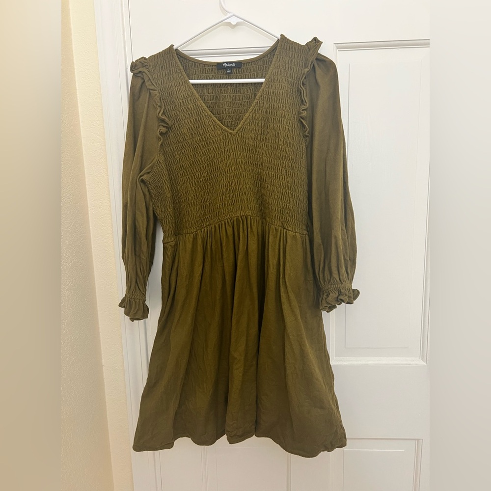 Madewell Long Sleeve Olive Dress
